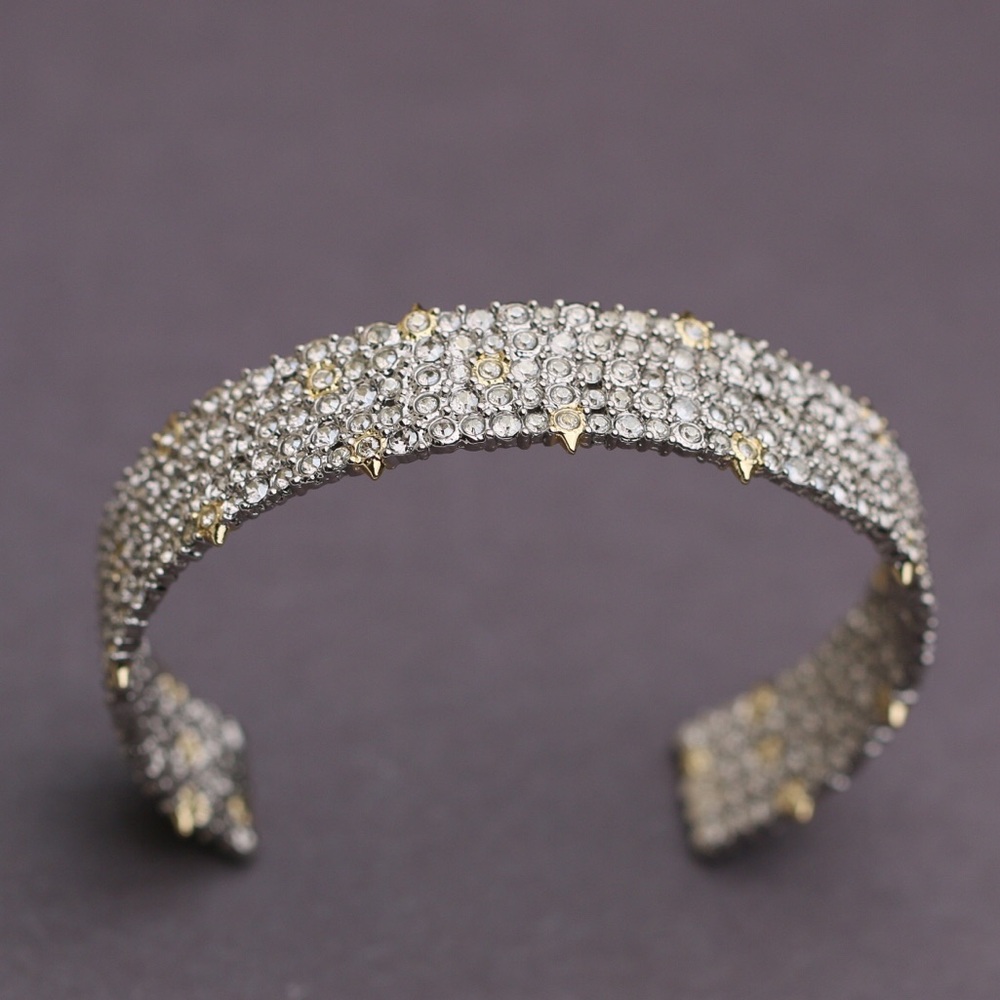Alexis Bittar Silver Pavé Crystal Lace Thorny Cuff Small Cuff Bracelet - Picture 4 of 10